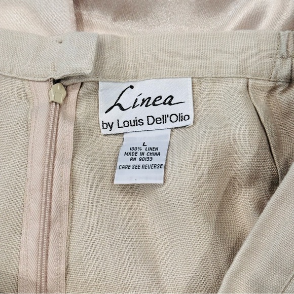 Linea by Louis Dell’Olio Size L 100% Linen Back Zip Stretch Waist Side Pockets - Picture 5 of 9